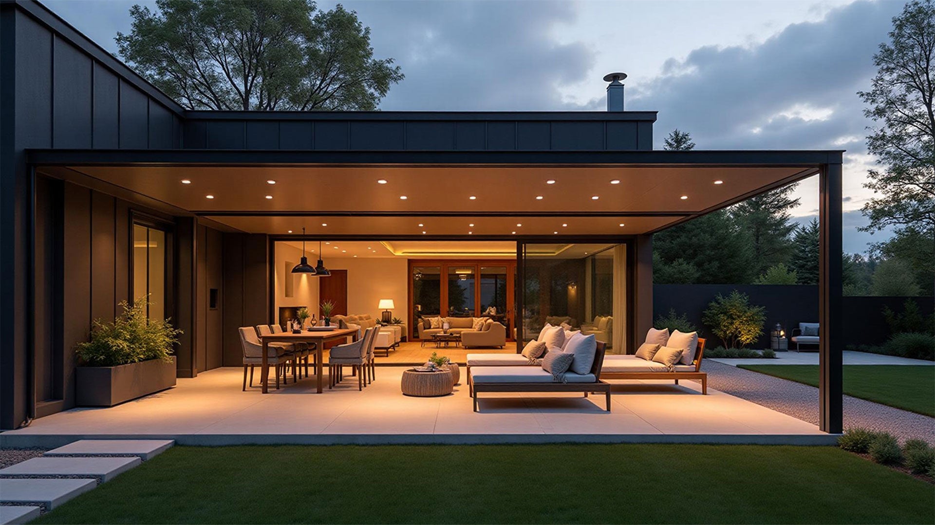 Custom aluminum pergola with adjustable louvers in a Los Angeles backyard