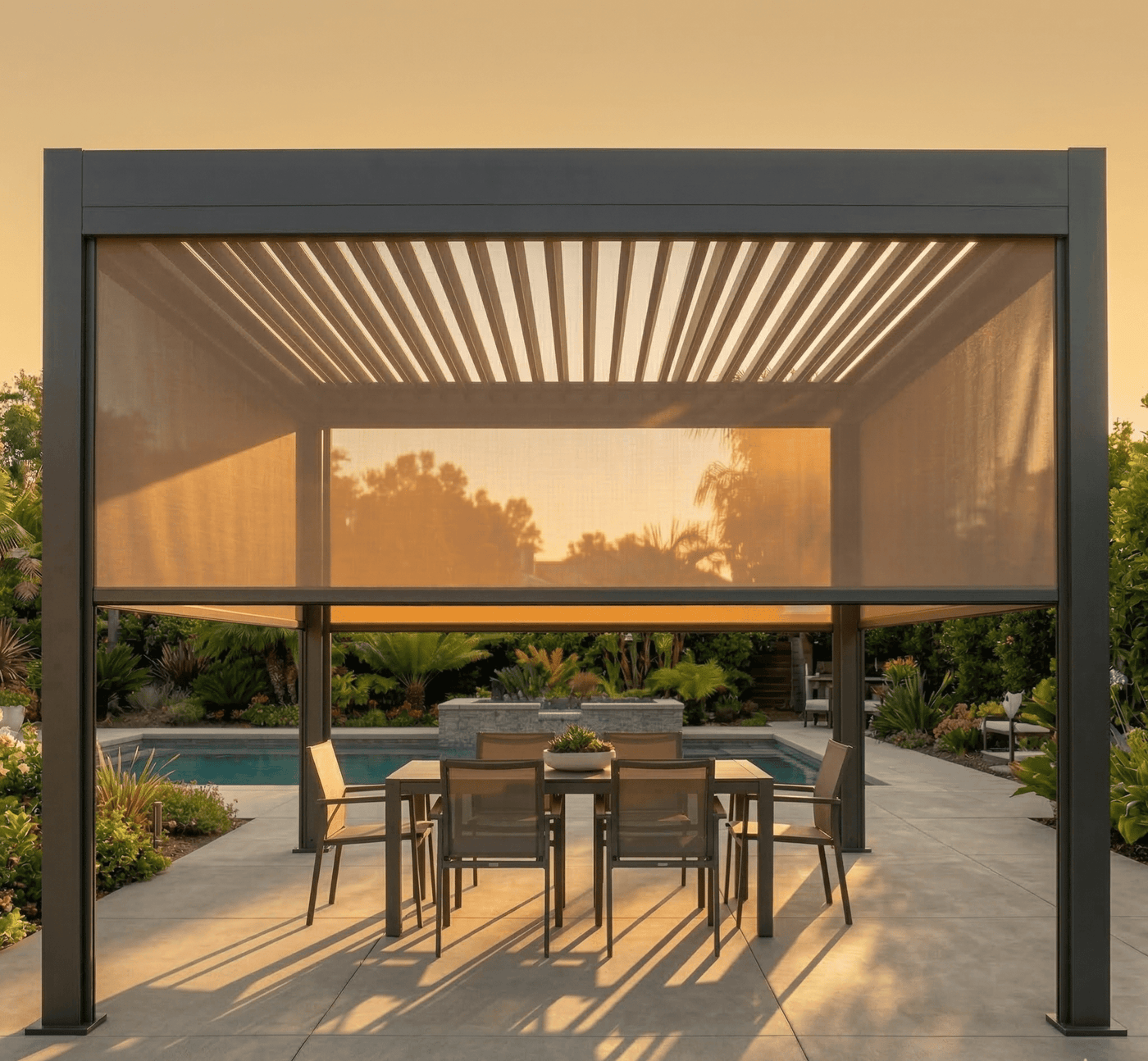 Sunkisser 1 Manual Privacy Blind - pergolacave