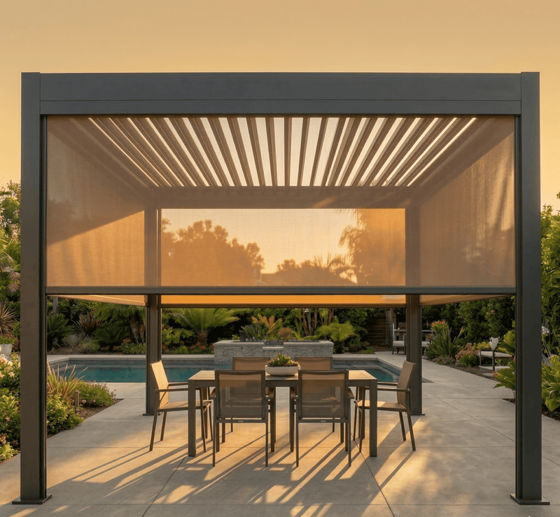 Sunkisser 1 Manual Privacy Blind - pergolacave