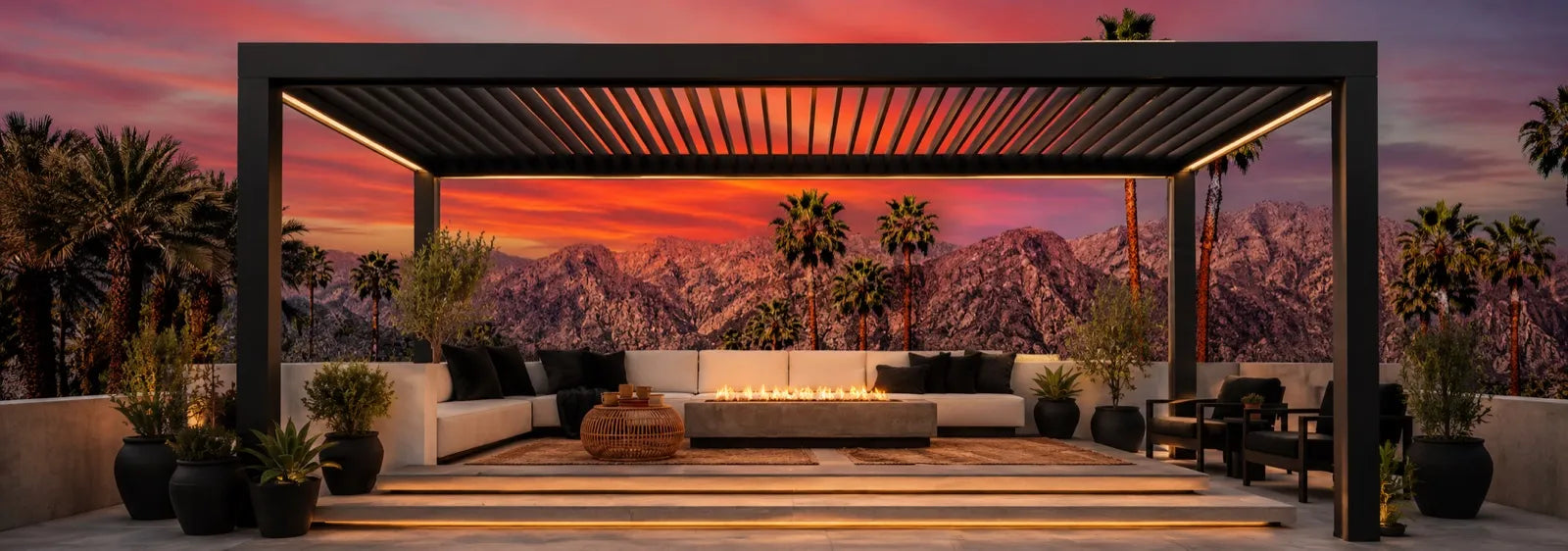 Professional pergola installation showcasing smart louver system