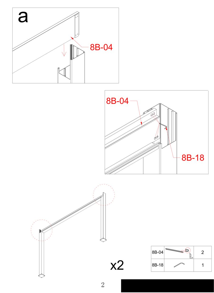 Assembling pergola side H-frame with post and side rails